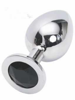 Precioso butt plug de metal con joya negra